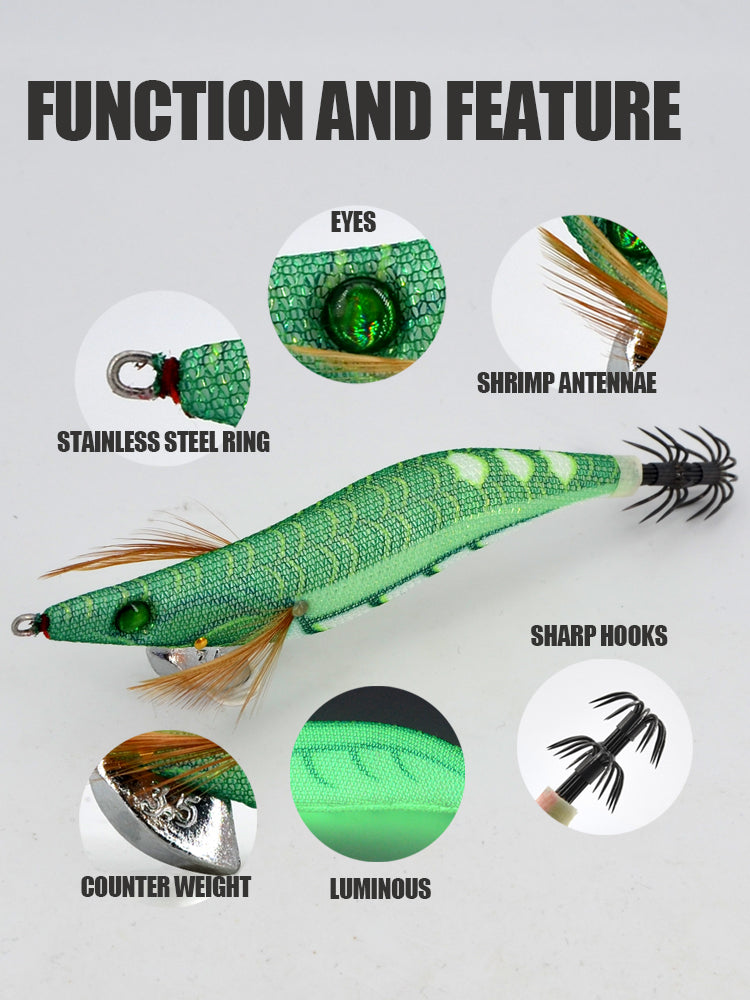 Squid Jig Egi LS099 Rattle & Glow Size 3.5 — Strike Reef Saltwater Fishing