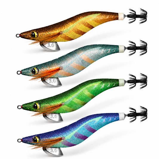 UV Glow Squid Jig Egi — Size 2.5 / 3.0 / 3.5 | 6 Colours | Strike Reef Saltwater Calamari & Squid Lure