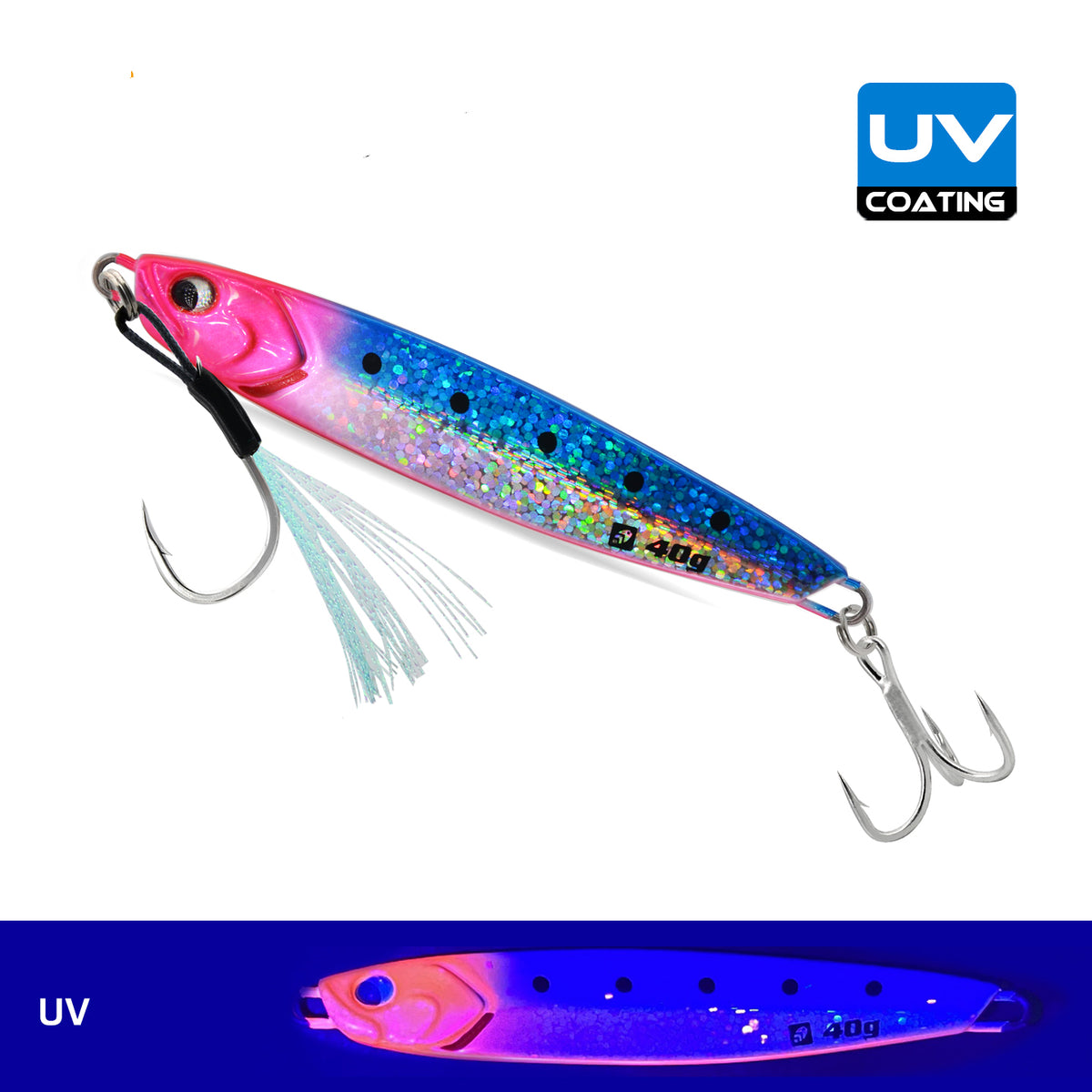 LS123 UV Glow Shore Jigging Metal Lure – 40g / 60g